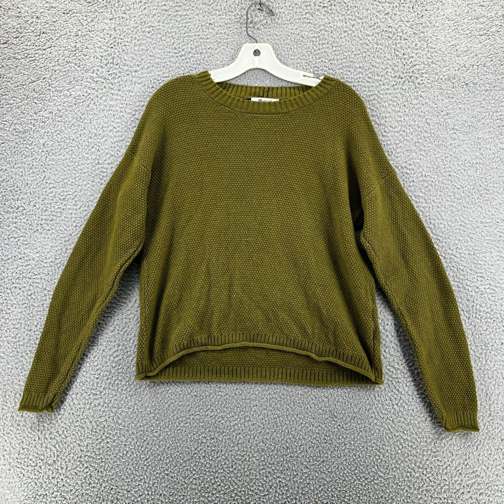 Madewell Sea Grove Textured Split Hem Sweater Women's M Desert Moss Green